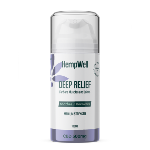 HempWell “Deep Relief” Cooling Muscle and Joint Cream 500mg CBD Cream | 100ml